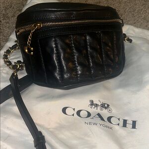 Coach Black Bag with Gold Accents